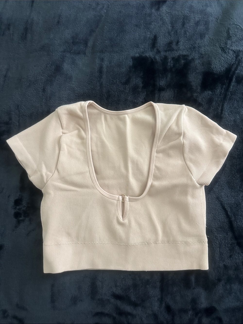 NWOT aerie Cream Ribbed Scoop-Neck Crop Top